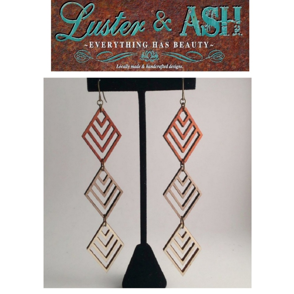 Wood Earrings made by Luster and Ash